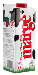 Pienas MARGĖ 3,2% riebumo, 1 l