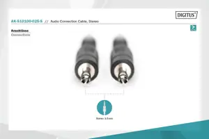 Garso lizdo kabelis (3,5 mm) Digitus 3,5 mm M/M, 2,5 m, juodas