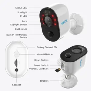 Reolink Argus Series B310 with Solar Panel, IP security camera, Indoor & outdoor, Wireless, Ceiling/wall, Black, White, Bullet