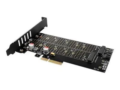 AXAGON PCEM2-D PCI-E 3.0 4x - DUAL M.2 SSD (NVMe + SATA), dviguba įtampa, iki 110 mm SSD
