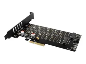 AXAGON PCEM2-D PCI-E 3.0 4x - DUAL M.2 SSD (NVMe + SATA), dviguba įtampa, iki 110 mm SSD