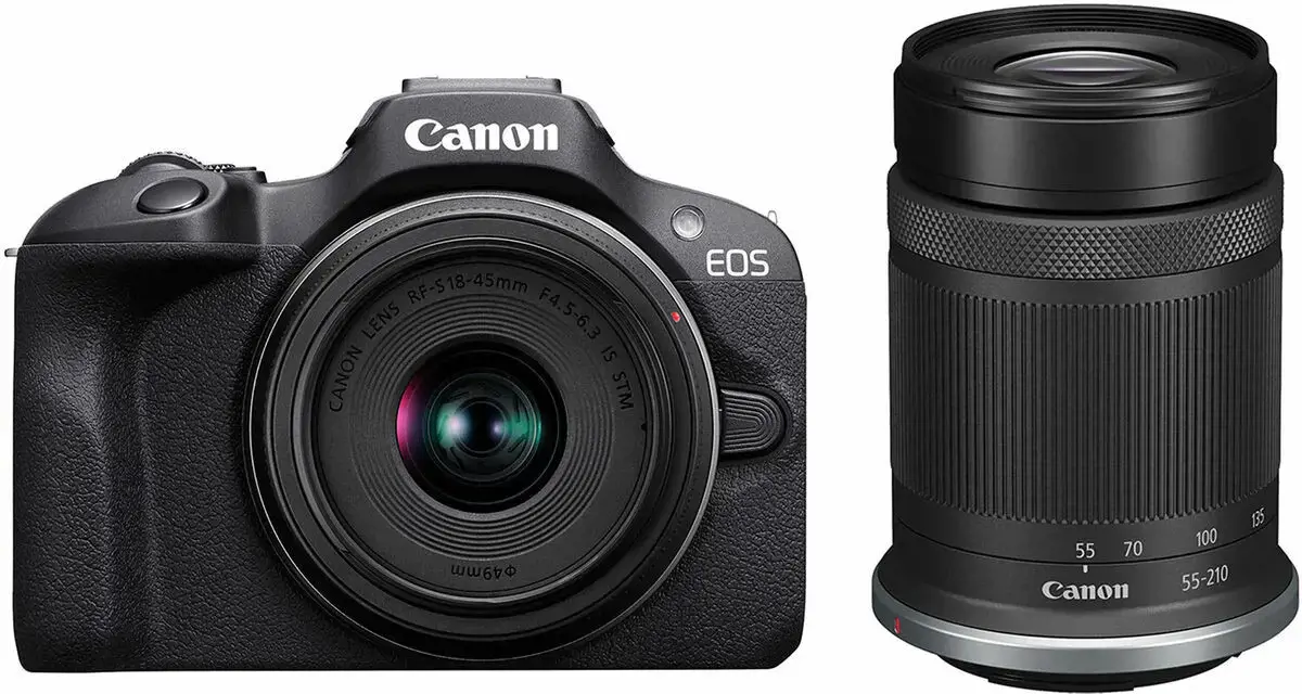 "Canon EOS R100 + RF-S 18-45mm F4.5-6.3 IS STM + RF-S 55-200mm F5-7.1 IS STM rinkinys, 24,1 MP, 6000 x 4000 taškų, CMOS, 4K Ultra HD, 309 g, juoda