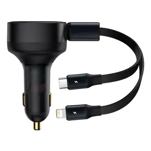 Baseus Enjoyment Car Charger with cable USB-C + Lightning 3A, 30W (Black)