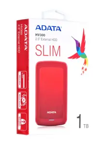 ADATA HV300 išorinis kietasis diskas (1 TB; 2,5 colio; USB 3.2; raudonos spalvos)