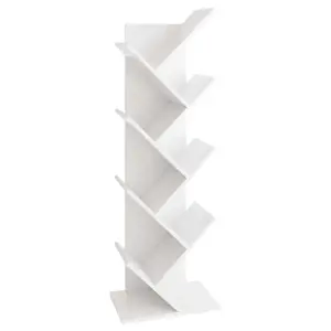 FMD Pastatoma knygų lentyna, baltos spalvos, geometrinio dizaino