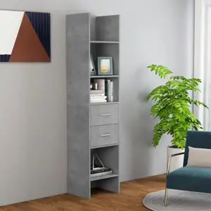 Spintelė knygoms, betono pilka, 40x35x180cm, apdirbta mediena
