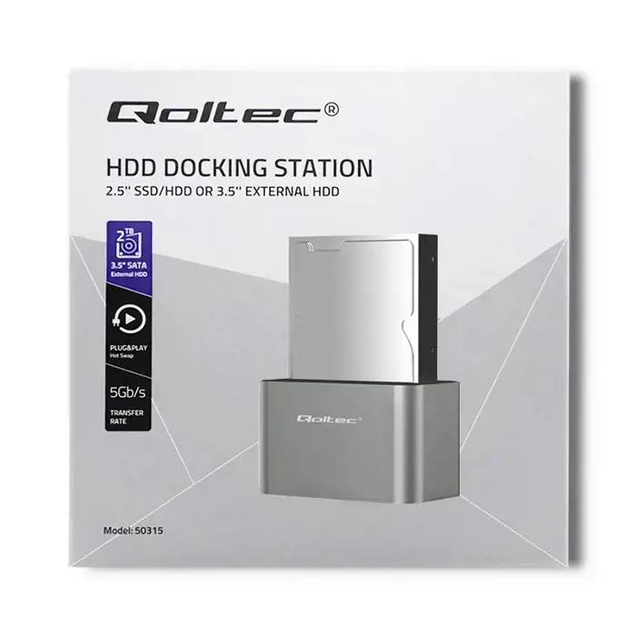 QOLTEC 50315 HDD/SSD 2,5 colių/3,5 colių SATA USB 3.0 doko stotelė
