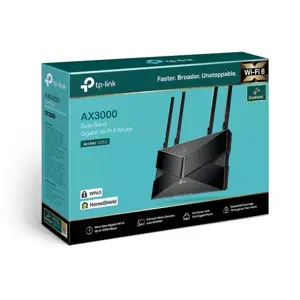TP-Link Archer AX53, "Wi-Fi 6" (802.11ax), dviejų dažnių (2,4 GHz / 5 GHz), Ethernet LAN, 5G, juodas, stalinis maršrutizatorius