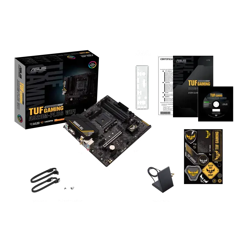 ASUS TUF GAMING A520M-PLUS WIFI, AMD, "Socket AM4", "AMD Ryzen™ 3", "AMD Ryzen™ 5", "AMD Ryzen™ 7", 3 kartos "AMD Ryzen™ 9", 5 kartos "AMD Ryzen 9", "Socket AM4", DDR4-SDRAM, 128 GB