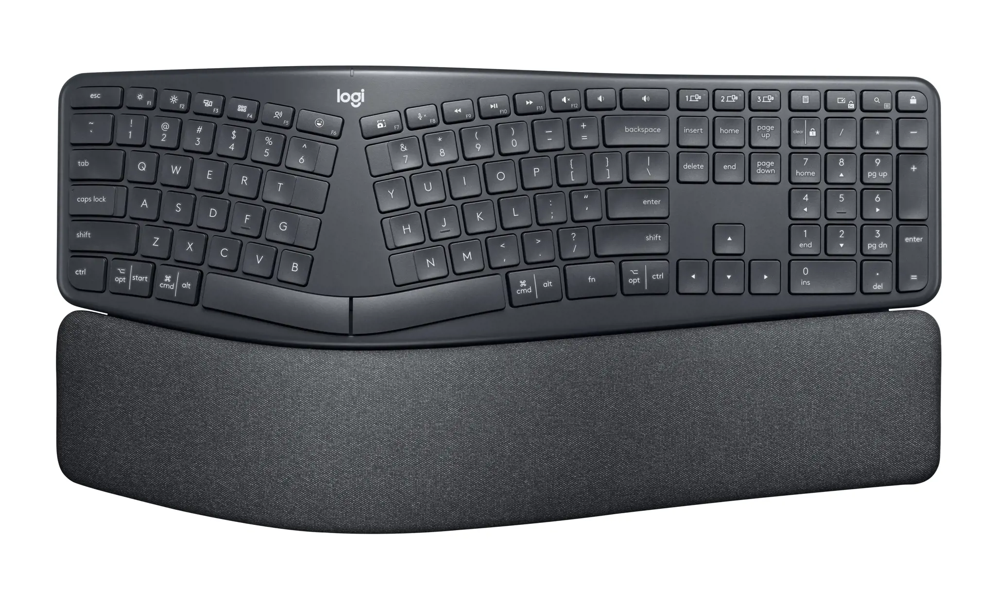 Logitech ERGO K860 for Business, Full-size (100%), Bluetooth, Semi-mechanical key switch, Graphite