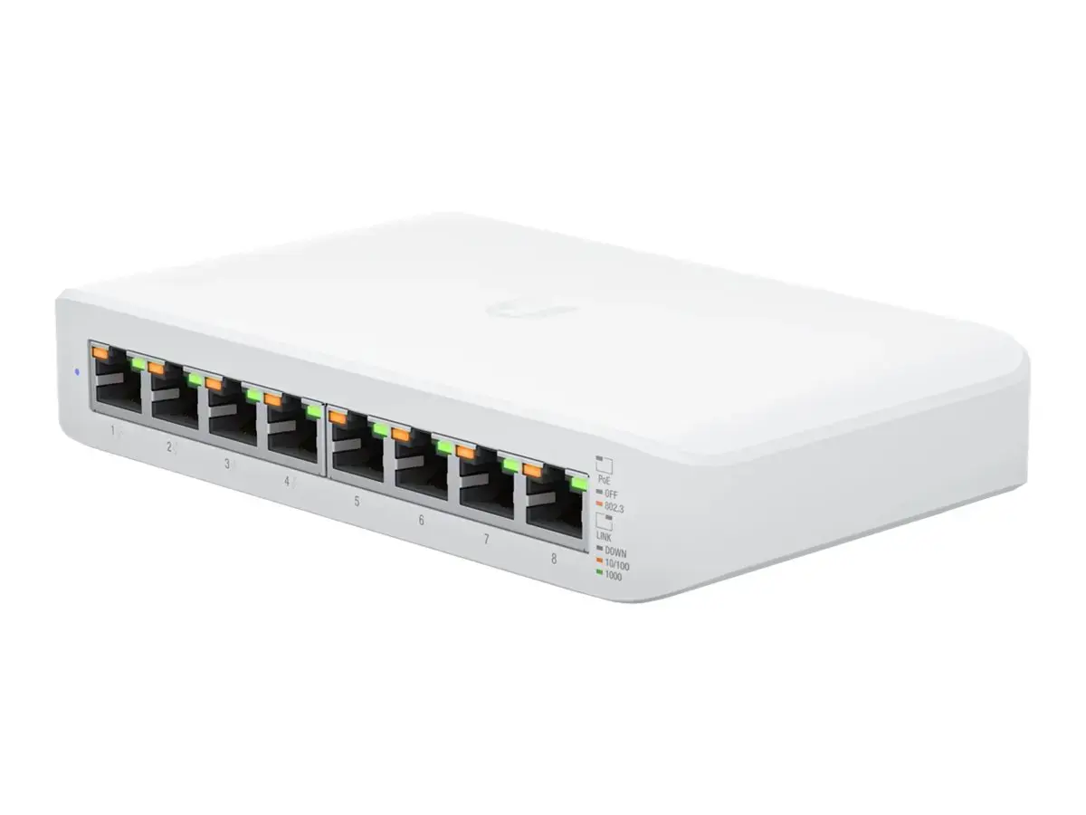 UBIQUITI UniFi Switch Lite 8 Gigabit RJ45 prievadai, įskaitant 4x 802.3at PoE+