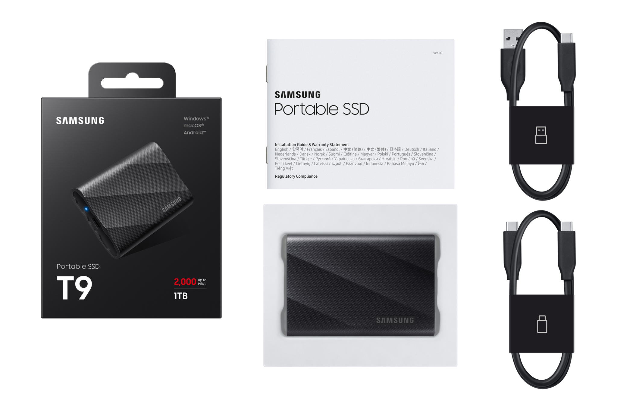 "Samsung" MU-PG1T0B, 1 TB, C tipo USB, 3.2 Gen 2 (3.1 Gen 2), 2000 MB/s, juoda