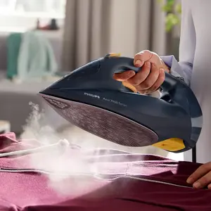 "Philips" 7000 serijos DST7060/20 HV garinis lygintuvas mėlyna/geltona, garinis lygintuvas, "SteamGlide Elite" padas, 2 m, 250 g/min, mėlyna, geltona, 55 g/min