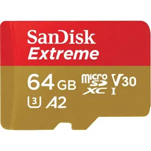 SanDisk Extreme microSDXC 64GB + SD Adapter + Rescue Pro Deluxe 160MB/s A2 C10 V30 UHS-I U3; EAN: 6…