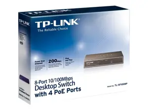 "TP-Link" 8 prievadų 10/100 Mbps stalinis PoE komutatorius su 4 prievadais, nevaldomas, Fast Ethernet (10/100), dvipusis, maitinimas per Ethernet (PoE)