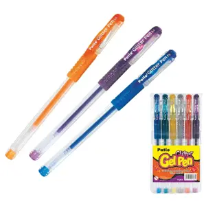 Gelinis rašiklis PATIO GLITTER su blizgučiais, 6 spalvų rinkinys