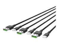 GREEN CELL 3x kabelis GC Ray USB - Lightning 120cm su baltu LED apšvietimu