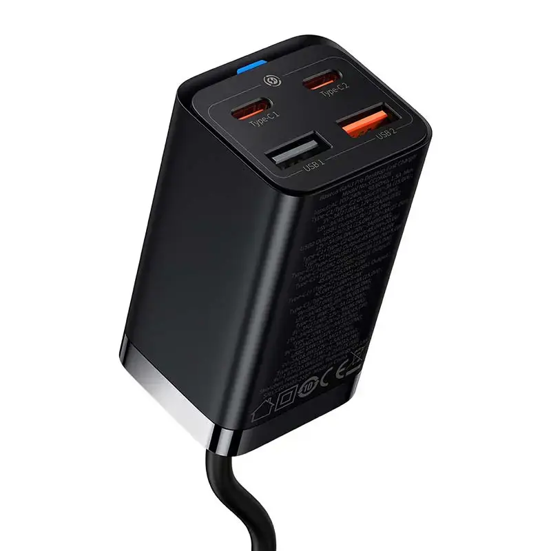 "Baseus" greitasis įkroviklis "GaN3 Pro", 2x USB-C, 2x USB, 65 W (juodas)