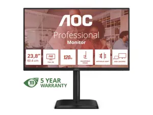 AOC 24E4CV | 23.8 " | IPS | FHD | 16:9 | 120 Hz | 4 ms | 1920 x 1080 pixels | 300 cd/m² | Black