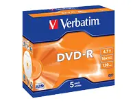 VERBATIM DVD-R 120 min. / 4,7 GB 16x 5 pakuočių korpusas "DataLife Plus", įbrėžimams atsparus pavir…