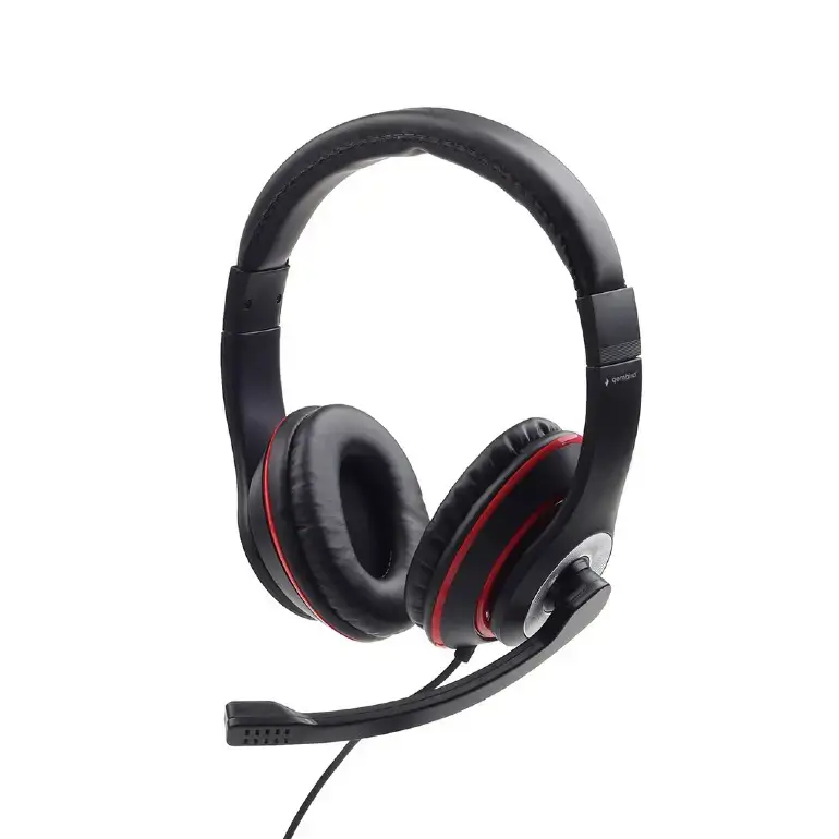 GEMBIRD MHS-03-BKRD Stereo ausinės su mikrofonu juodos spalvos su raudonu žiedu