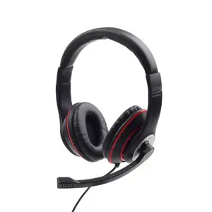 GEMBIRD MHS-03-BKRD Stereo ausinės su mikrofonu juodos spalvos su raudonu žiedu