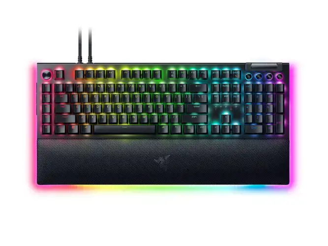 "Razer" mechaninė žaidimų klaviatūra "BlackWidow V4 Pro" su RGB LED apšvietimu, JAV, laidinė, juoda, žali jungikliai, skaitmeninė klaviatūra