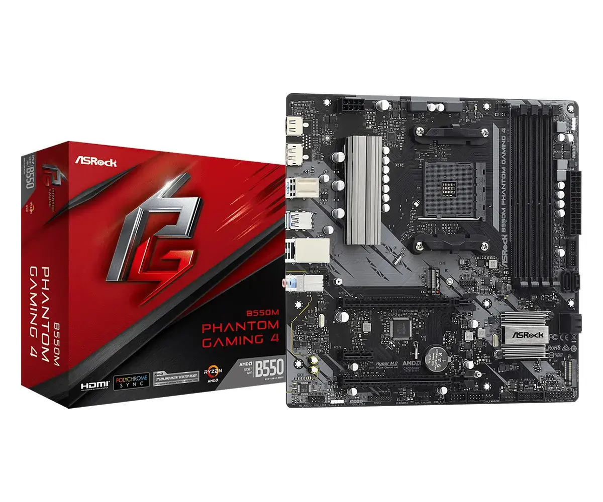 ASROCK B550M PHANTOM GAMING 4 3 kartos AMD AM4 lizdas 4 xDDR4 4733+ 1 PCIe 4.0 x16 1 PCIe 4.0 x16 1 PCIe 3.0 x16 2 PCIe 3.0 x1 1 xM.2 6 SATA3 8 USB