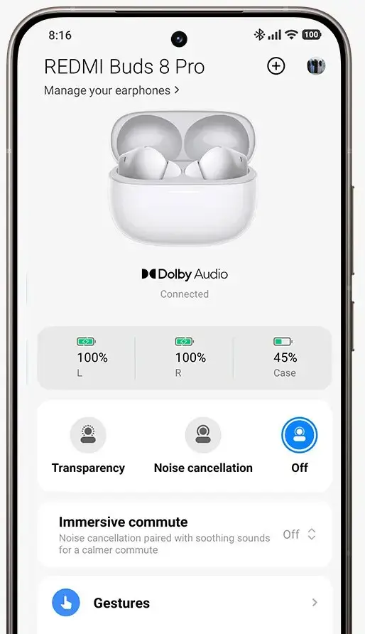 Xiaomi | Earbuds | Redmi Buds 8 Pro | Bluetooth | Open-Ear | Wireless | Glacier Blue