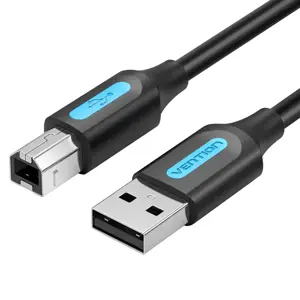 "Vention" USB 2.0 A vyriškos ir B vyriškos lyties kabelis 1M juodas PVC tipo, 1 m, USB A, USB B, US…