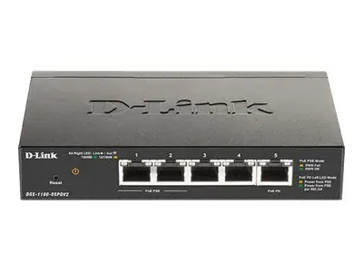 D-Link DGS-1100-05PDV2, valdomas, Gigabit Ethernet (10/100/1000), dvipusis, maitinimas per Ethernet (PoE)
