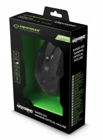 ESPERANZA EGM211R - 5901299925560 MX211 LIGHTINING LAIDINĖ 6D ŽAIDIMŲ OPTINĖ PELĖ USB MX211-RED