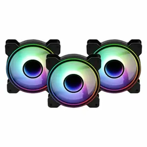 "Aerocool MIRAGE12PRO" komplektas 3xFan PC 12cm ARGB 6 kontaktų Hub Silent Black, Ventiliatorius, 12 cm, 1300 aps/min, 17,8 dB, 45,7 cfm, juodas