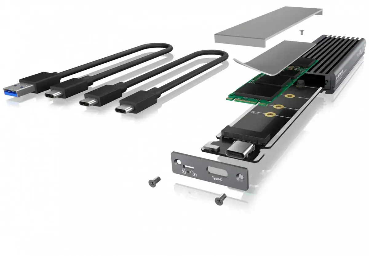 ICYBOX IB-1817MC-C31 Išorinis korpusas PCIe NVMe/SATA M.2 SSD USB 3.1 Type-C pilkos spalvos