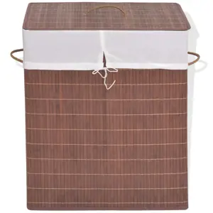 Skalbinių krepšys, rudas, bambukas, stačiakampis