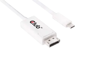 CLUB3D USB 3.1 Type C Cable to DisplayPort 1.2 UHD Adapter, USB Type C, Displayport 1.2, 1.2 m, Whi…