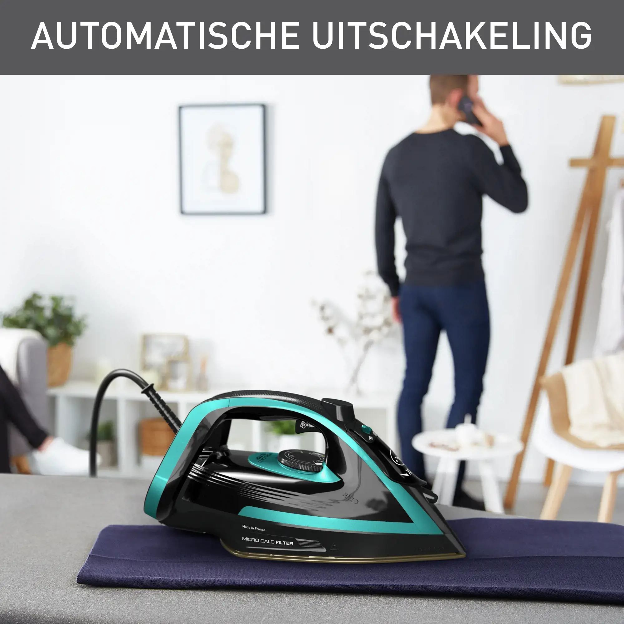 Tefal Puregliss FV8066, Dry & Steam iron, Durilium AirGlide Autoclean soleplate, 2 m, 280 g/min, Black, Blue, 50 g/min