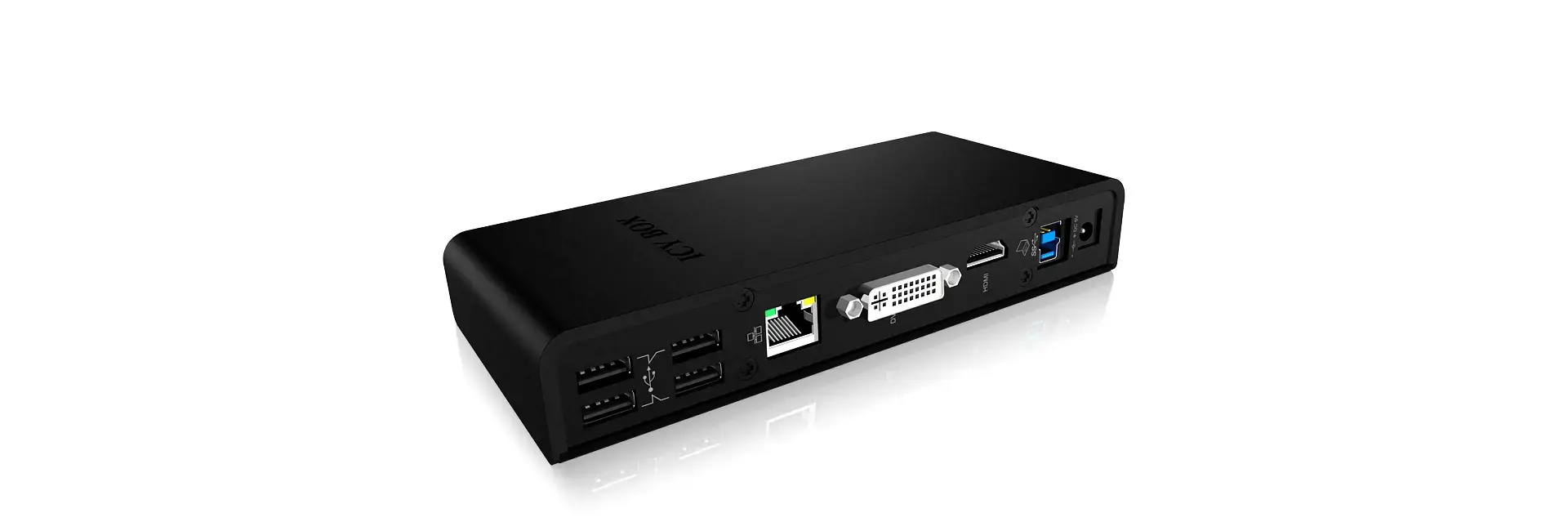 ICYBOX IB-DK2241AC "IcyBox" daugiafunkcinė nešiojamųjų ir asmeninių kompiuterių prijungimo stotelė, 2x USB 3.0, HDMI, juoda
