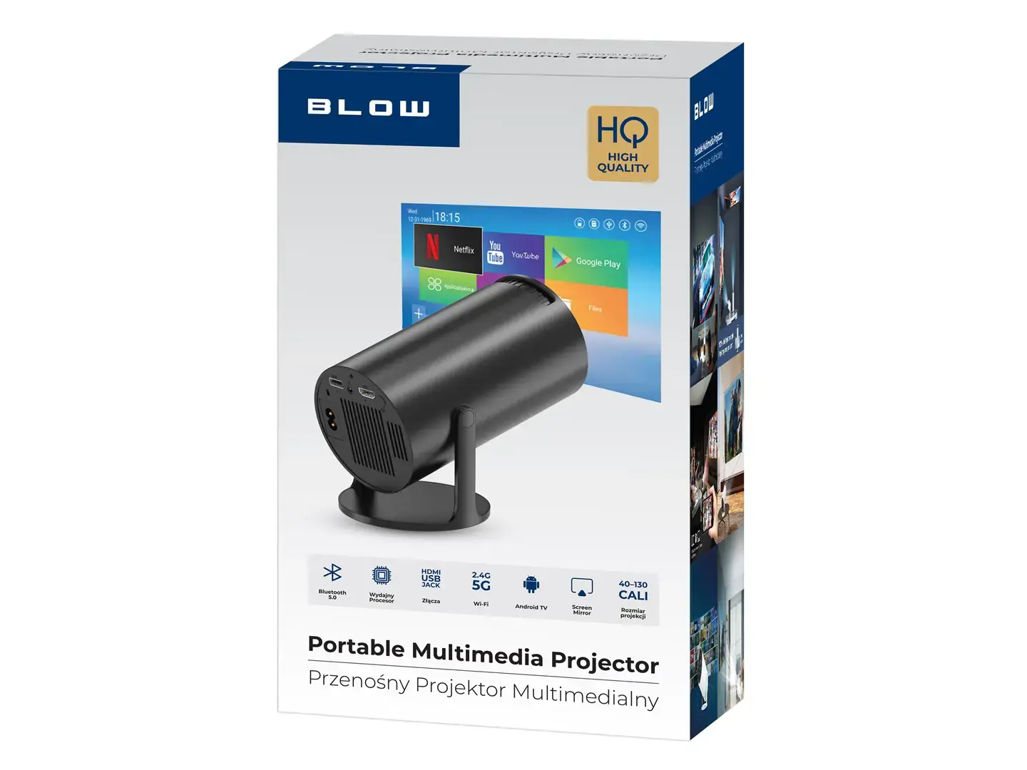 BLOW AndroidTV HD Cinema BLACK Portable Projector