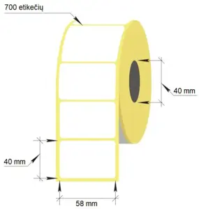 Lipnios termo etiketės, 58 x 40 mm, 700 vnt