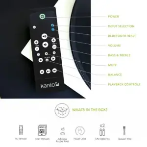 KANTO AUDIO POWERED SPEAKERS WITH BLUETOOTH® AND RCA INPUT - BLACK VINYL (INCL. TYPE C & G POWER CORDS)