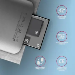 "Axagon Aluminum" greitaeigis USB-A 3.2 Gen 1 atminties kortelių skaitytuvas. 3 lizdai, UHS-II.