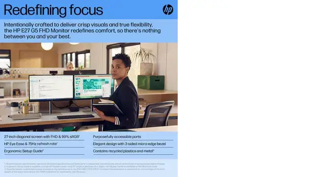 HP E27 G5, 68,6 cm (27"), 1920 x 1080 taškų, "Full HD", LED, 5 ms, juoda