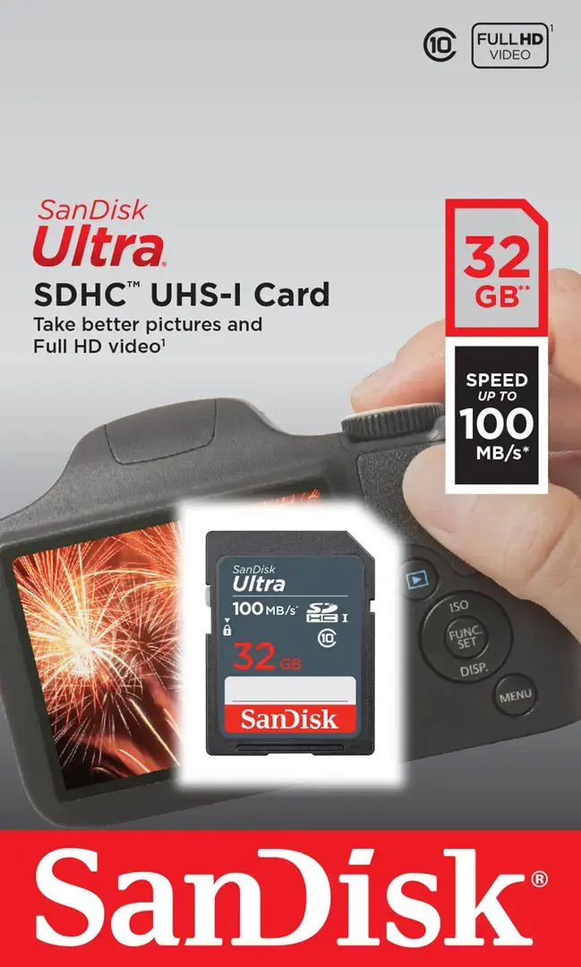 SANDISK Ultra 32GB SDHC atminties kortelė 100MB/s, 10 klasės UHS-I