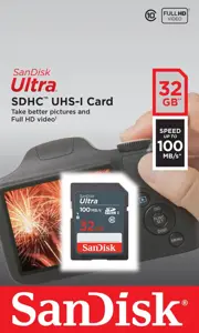 SANDISK Ultra 32GB SDHC atminties kortelė 100MB/s, 10 klasės UHS-I