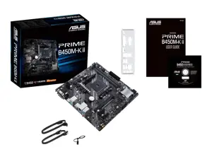 ASUS Prime B450M-K II, AMD, Socket AM4, AMD Ryzen™ 3, 2-osios kartos AMD Ryzen™ 3, AMD Ryzen™ 5, 2-osios kartos AMD Ryzen™ 5, AMD..., DDR4-SDRAM, 64 GB, DIMM