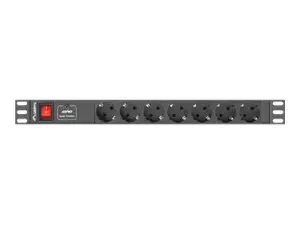 LANBERG PDU-07F-0200-IEC-BK "Lanberg" PDU 1U 10A, 7 kištukiniai lizdai, 2 m, juoda