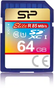 "Silicon Power Elite", 64 GB, SDXC, 10 klasė, 50 MB/s, 15 MB/s, juoda