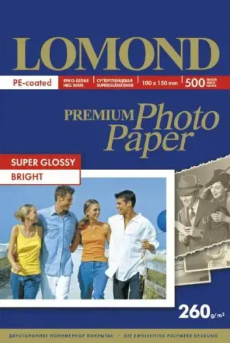 Fotopopierius Lomond Premium Photo Paper Super Blizgus 260 g/m2 10x15, 500 lapų, Bright