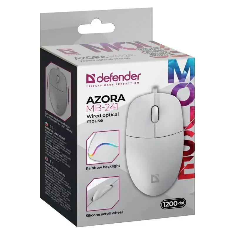 WIRED MOUSE DEFENDER AZORA MB-241 RF WHITE 1200dpi 3P